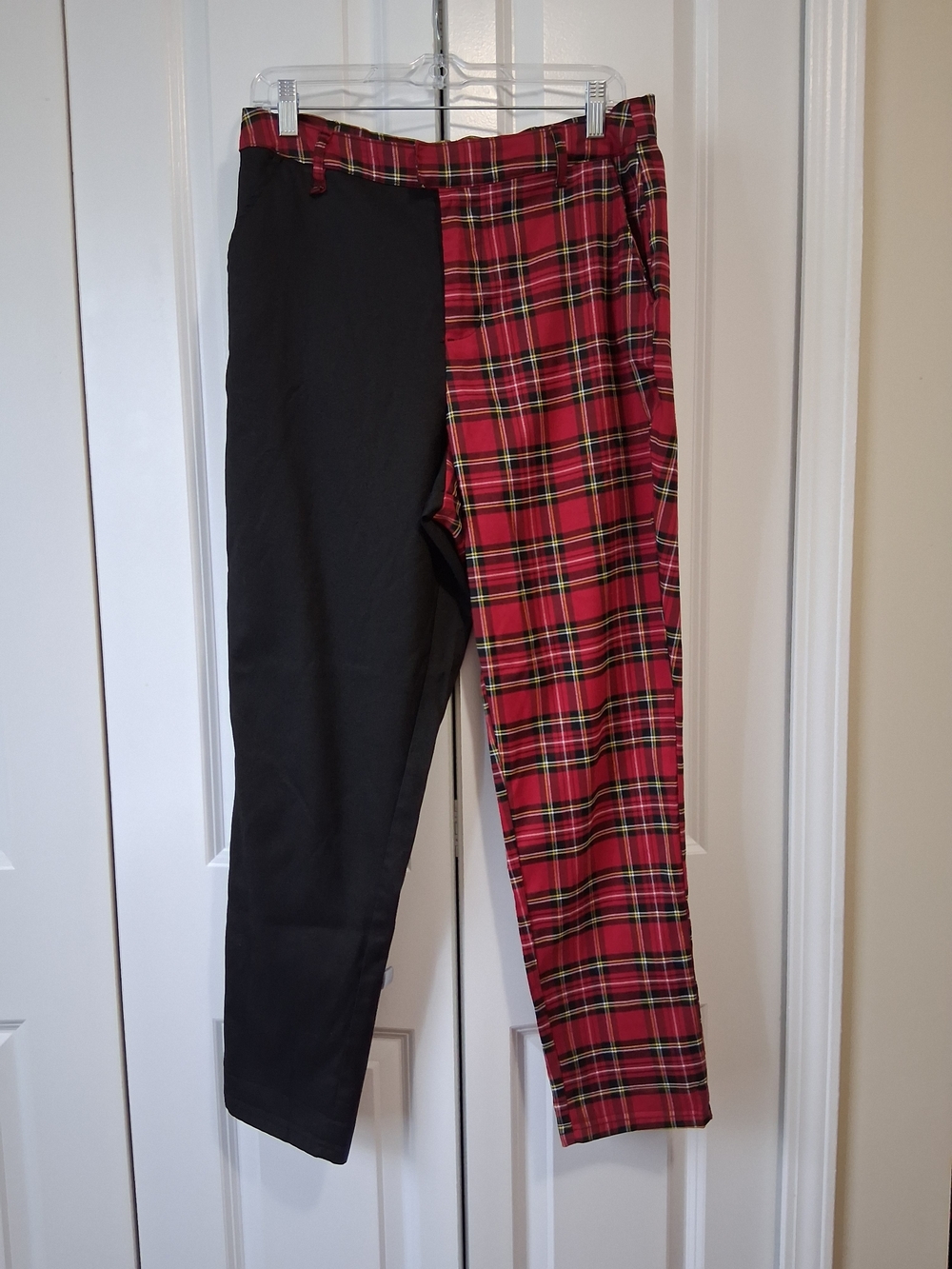 Hot Topic Black and Red Plaid Two-Tone Trousers